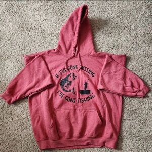 Fishing Gildan Red Heavy Blend Hoodie